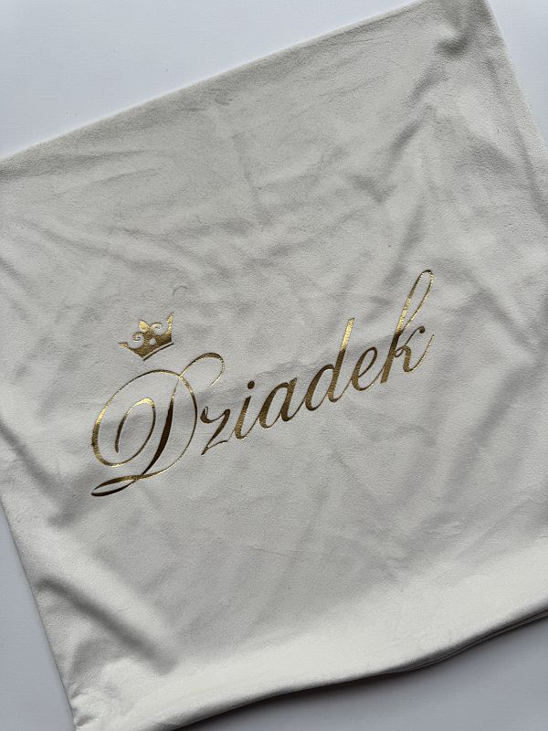 Poszewka welurowa ecru dziadek