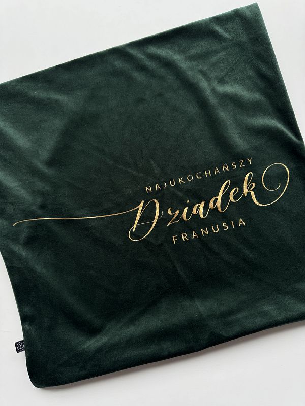 Poszewka welurowa zielona najukochańszy dziadek Franusia