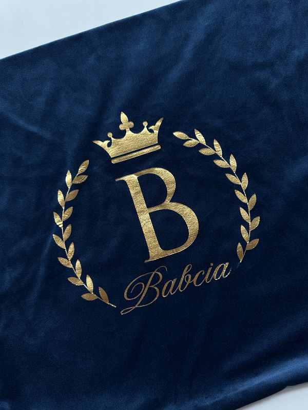 Poszewka welurowa kobaltowa Babcia