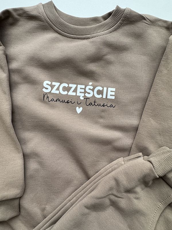 Kawowy komplet szczęście mamusi i tatusia rozmiar 104