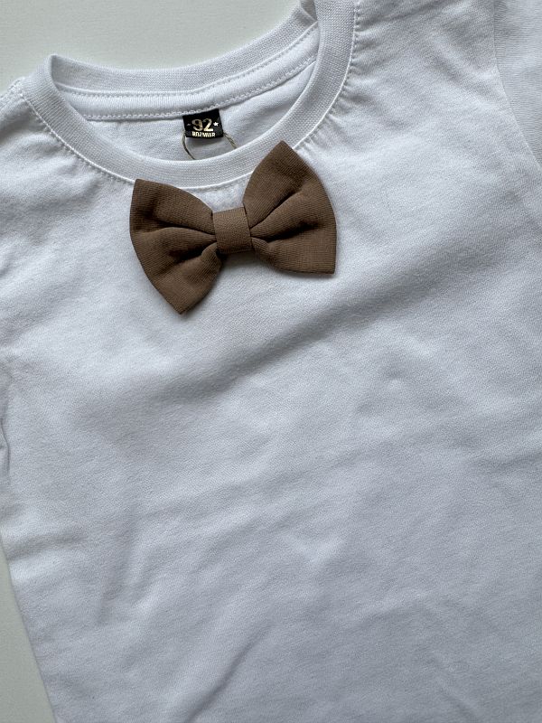 Koszulka biała z krótkim rękawem kawowa mucha rozmiar 92