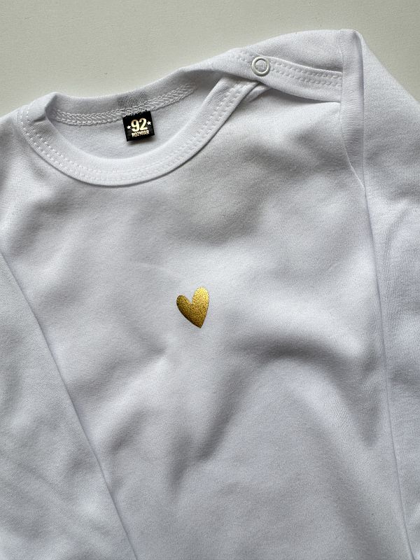 Body białe z długim rękawem złote serduszko rozmiar 92