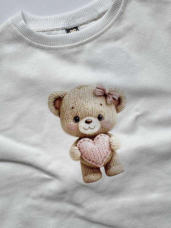 Koszulka ecru z krótkim rękawem miś rozmiar 86