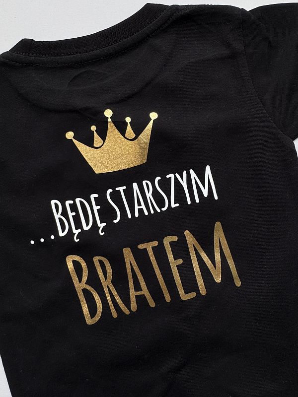 Koszulka czarna z krótkim rękawem mam sekret będę starszym bratem rozmiar 86