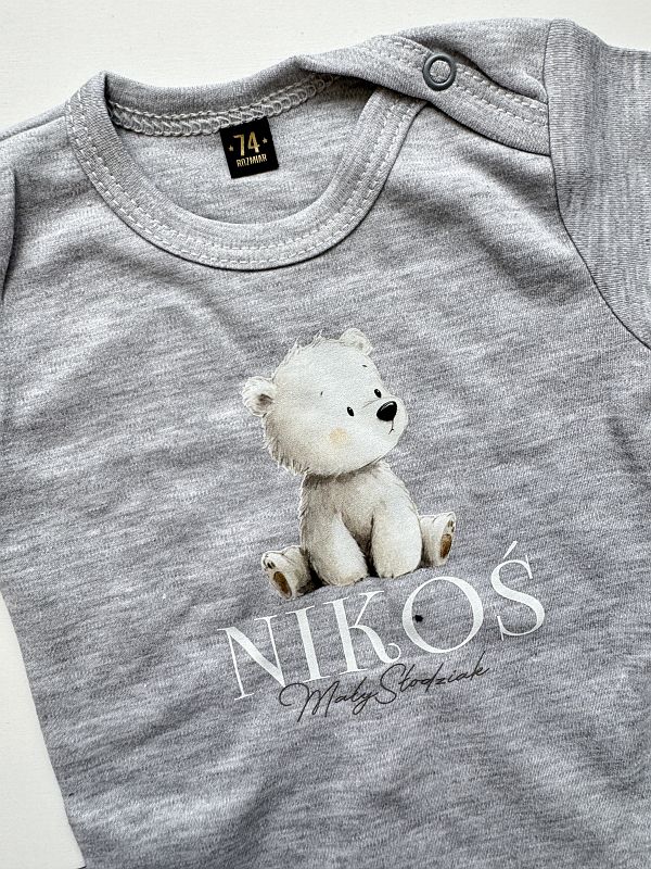 Body szare z krótkim rękawem Nikoś mały słodziak rozmiar 74