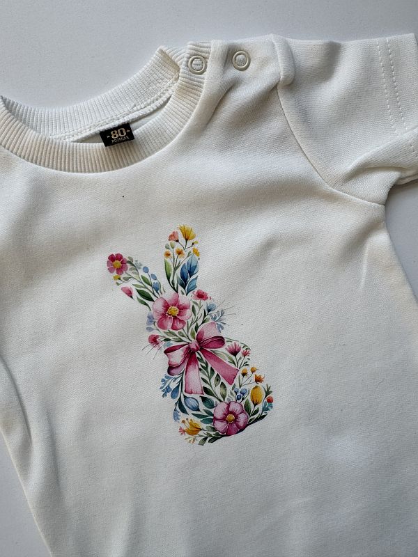 Body ecru z krótkim rękawem kolorowy królik rozmiar 80