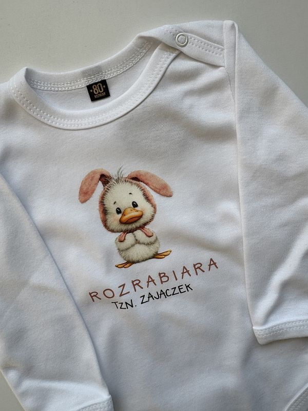Body białe z długim rękawem rozrabiara tzn zajączek rozmiar 80