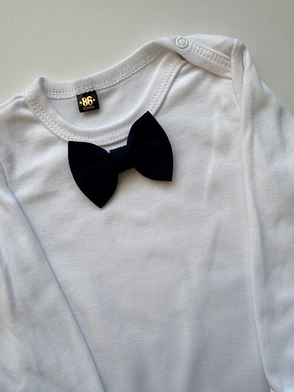 Body białe z długim rękawem z muchą rozmiar 86