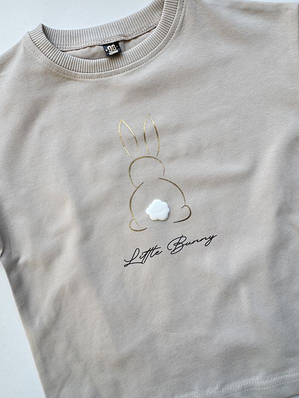 Koszulka beżowa z krótkim rękawem królik little bunny rozmiar 98