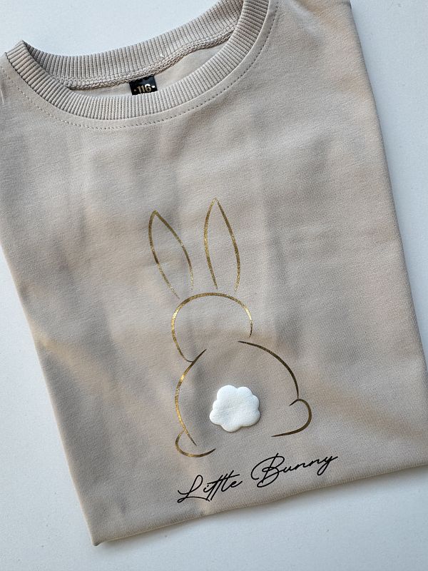 Koszulka beżowa z krótkim rękawem królik little bunny rozmiar 116