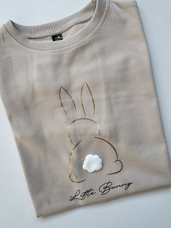 Koszulka beżowa z krótkim rękawem królik little bunny rozmiar 116