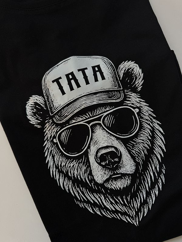 Koszulka czarna męska tata miś rozmiar L