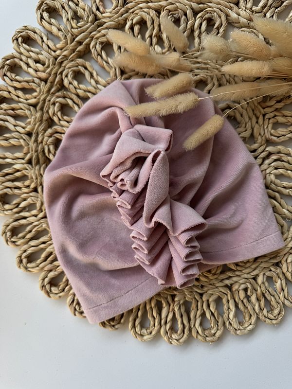 Turban welurowy różowy rozmiar 6M-18M