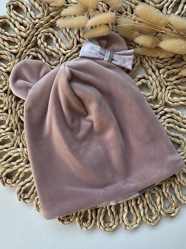 Czapka welurowa różowa rozmiar 6M-18M