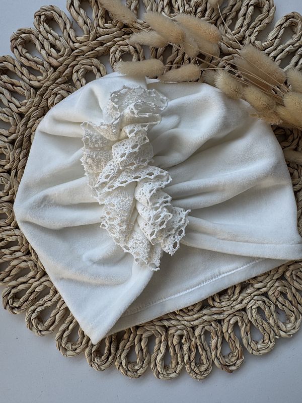 Turban welurowy biały rozmiar 4y-10y