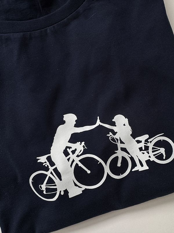 Koszulka granatowa męska tata z córką na rowerze rozmiar XXL