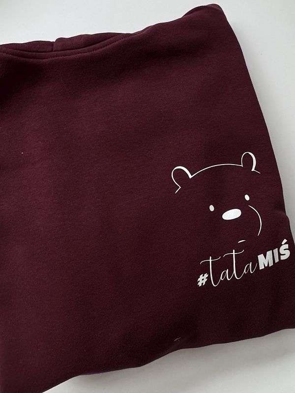 Bluza bordowa meska z kapturem tata miś rozmiar M