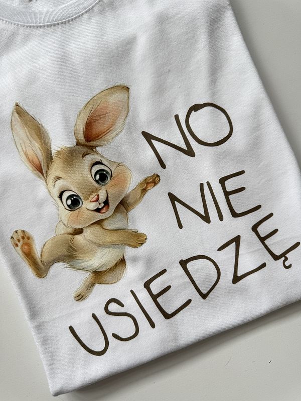 Koszulka biała z krótkim rękawem no nie usiedzę rozmiar 152