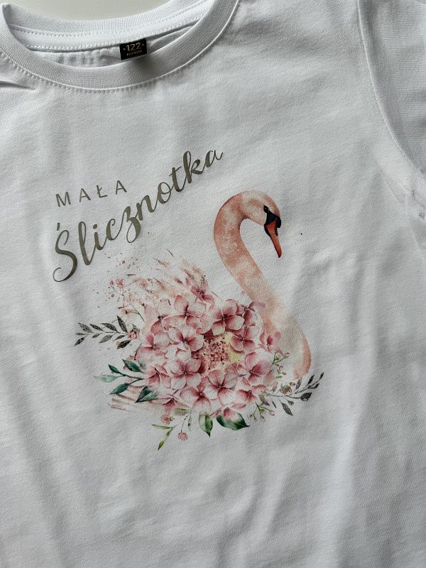 Koszulka biała z krótkim rękawem mała ślicznotka rozmiar 122