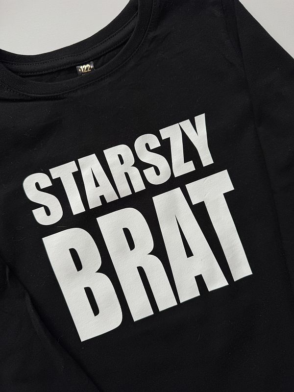 Koszulka czarna z długim rękawem starszy brat rozmiar 122