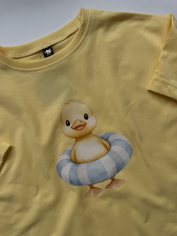 Koszulka żółta z krótkim rękawem kaczuszka rozmiar 116