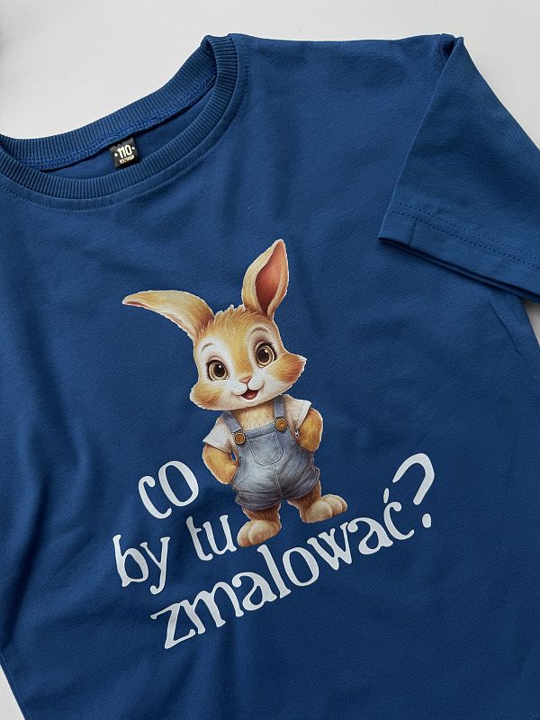 Koszulka niebieska z krótkim rękawem co by tu zmalować rozmiar 110