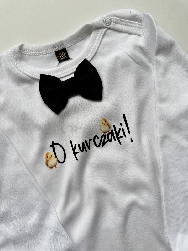 Body białe z długim rękawem o kurczaki rozmiar 110