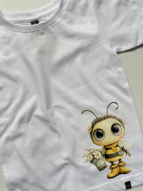 Koszulka biała z krótkim rękawem pszczółka rozmiar 110