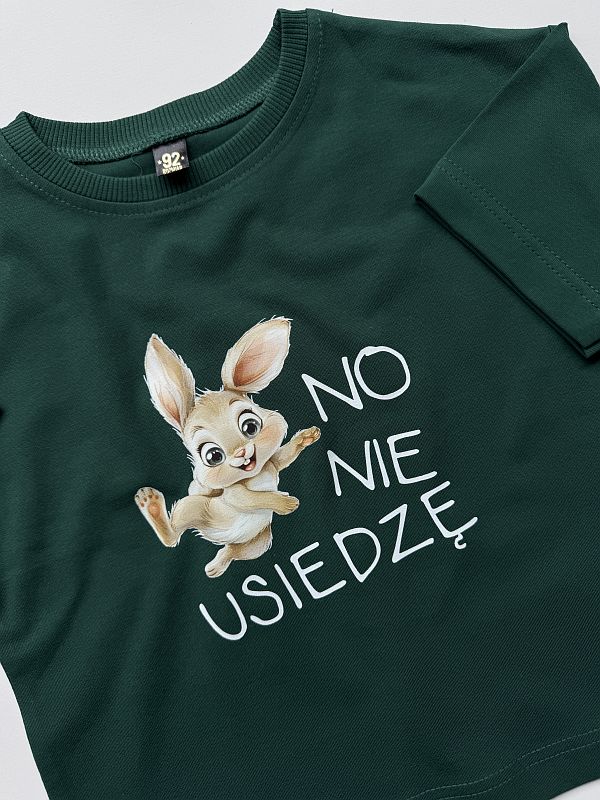 Koszulka oliwkowa z krótkim rękawem no nie usiedzę rozmiar 92