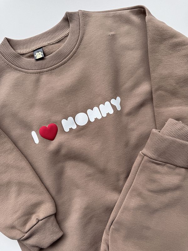 Kawowy komplet I love mommy rozmiar 92