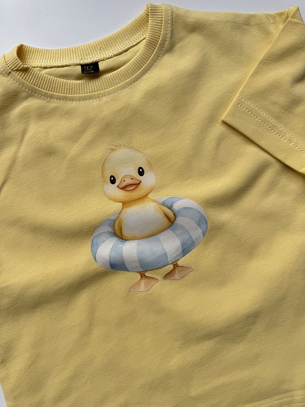 Koszulka żółta z krótkim rękawem kaczuszka rozmiar 92