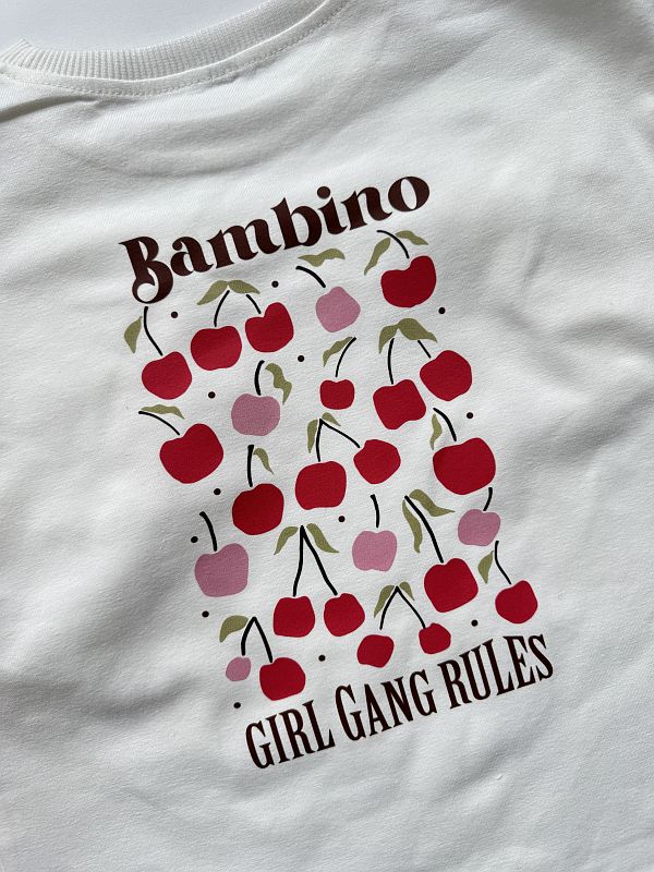 Koszulka ecru z krótkim rękawem bambino girl gang rules rozmiar 92