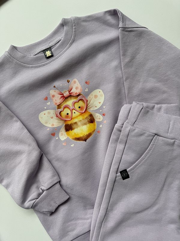 Liliowy komplet pszczółka rozmiar 86