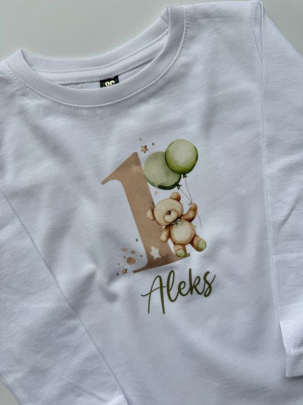 Koszulka biała z długim rękawem mis z balonami Aleks z 1 rozmiar 86