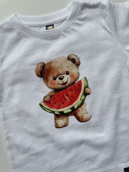 Koszulka biała z krótkim rękawem mis z arbuzem rozmiar 86
