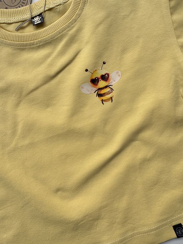 Koszulka żółta z krótkim rękawem z pszczółką rozmiar 86