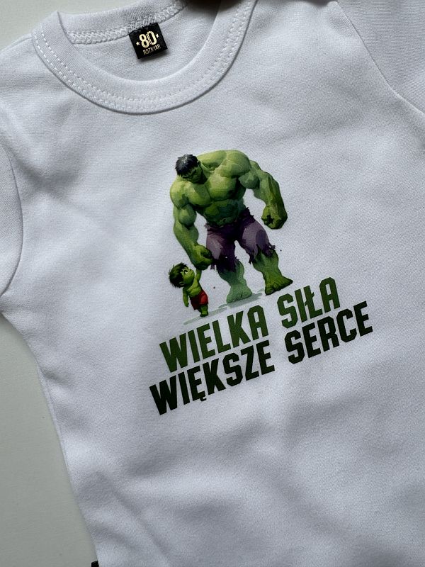 Body białe z krótkim rękawem hulk rozmiar 80