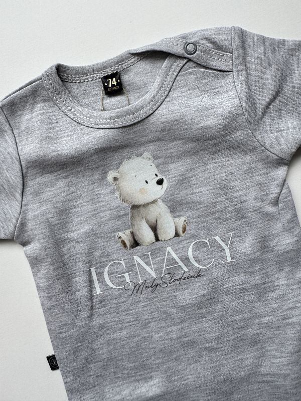 Body szare z krótkim rękawem Ignacy mały słodziak rozmiar 74