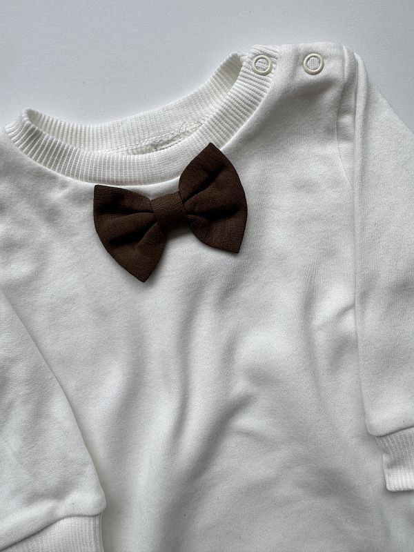 Body ecru z długim rękawem brązowa mucha rozmiar 74