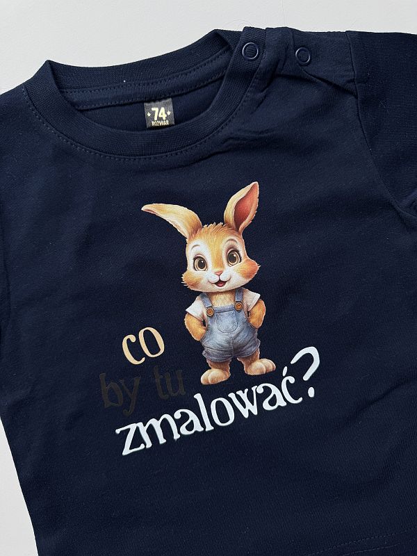 Koszulka granatowa z długim rękawem co by tu zmalować rozmiar 74