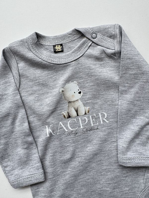 Body szare z długim rękawem Kacper mały słodziak rozmiar 68