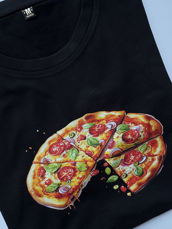 Koszulka czarna męska pizza rozmiar M