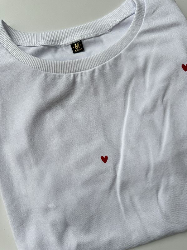 Koszulka biała damska serduszka rozmiar M