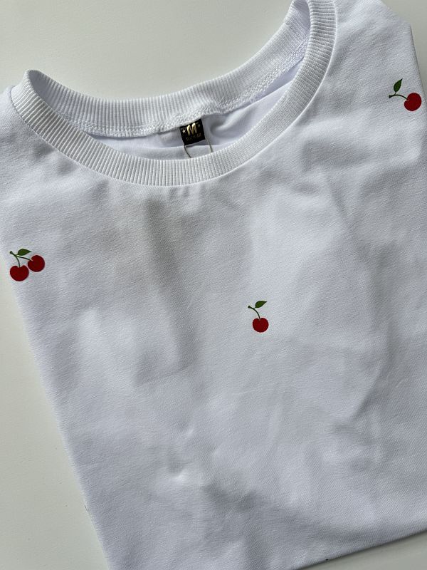 Koszulka biała damska wisienki rozmiar M