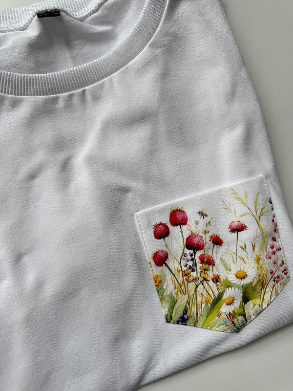 Koszulka biała damska kieszonka rozmiar S