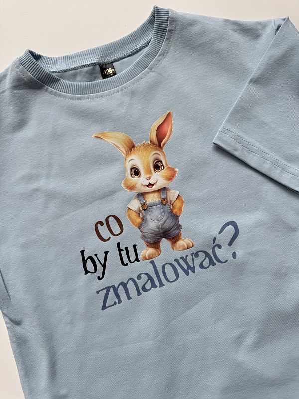 Koszulka błękitna z krótkim rękawem co by tu zmalować rozmiar 128