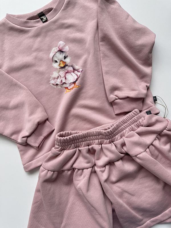 Komplet dla dziewczynki kaczka w sukience rozmiar 110/116