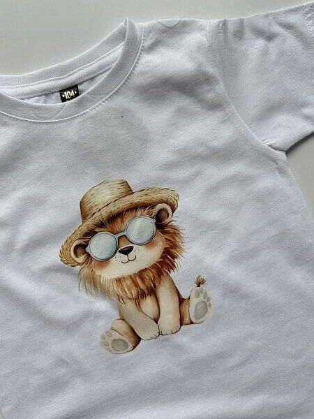 Koszulka biała z krótkim rękawem lew rozmiar 104