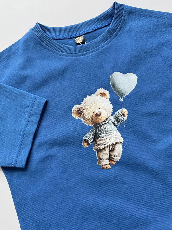 Koszulka niebieska z krótkim rękawem miś z balonem rozmiar 104