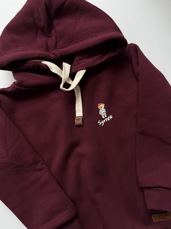 Bluza z kapturem bordowa synek rozmiar 92